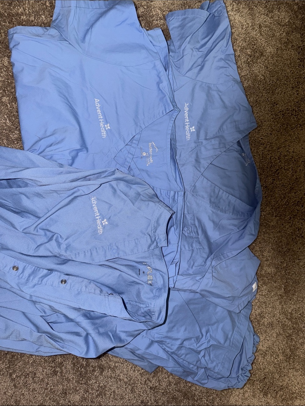 AdventHealth Light Blue Medical Scrub Tops Pants Jacket Lot